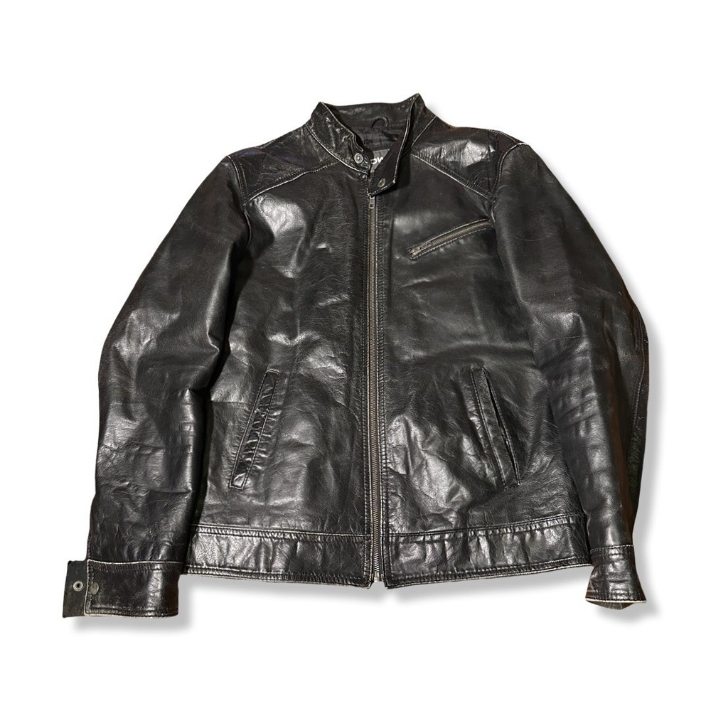 Vintage OWK Black Leather Jacket Size Large Y2K Streetwear